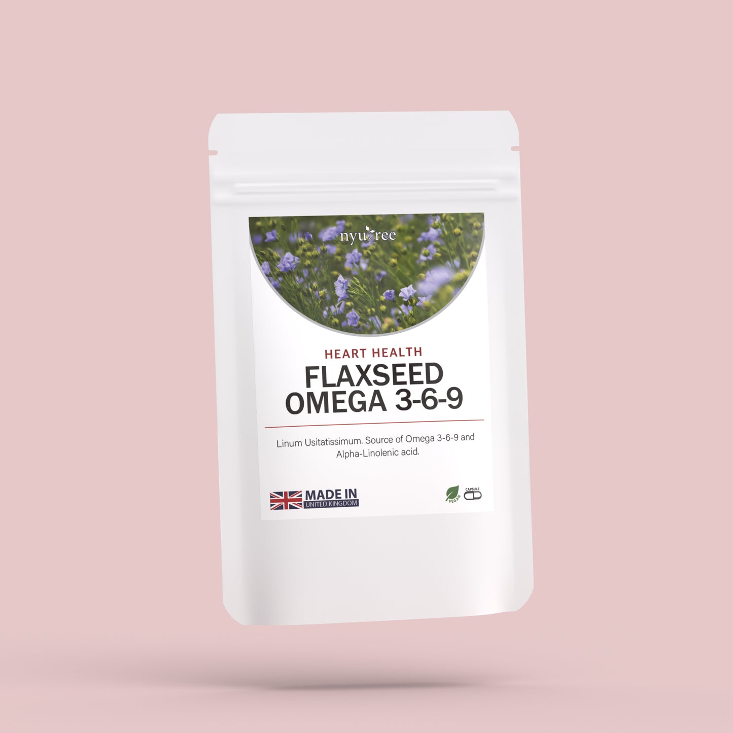 Flaxseed Oil 1000mg - Omega 3-6-9, Organic Capsules (Vegan)