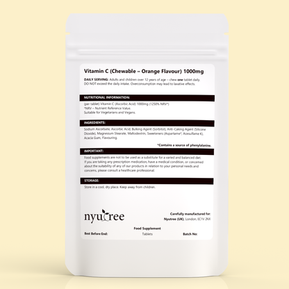 Vitamin C 1000mg - Chewable, Orange Flavour (Vegan)